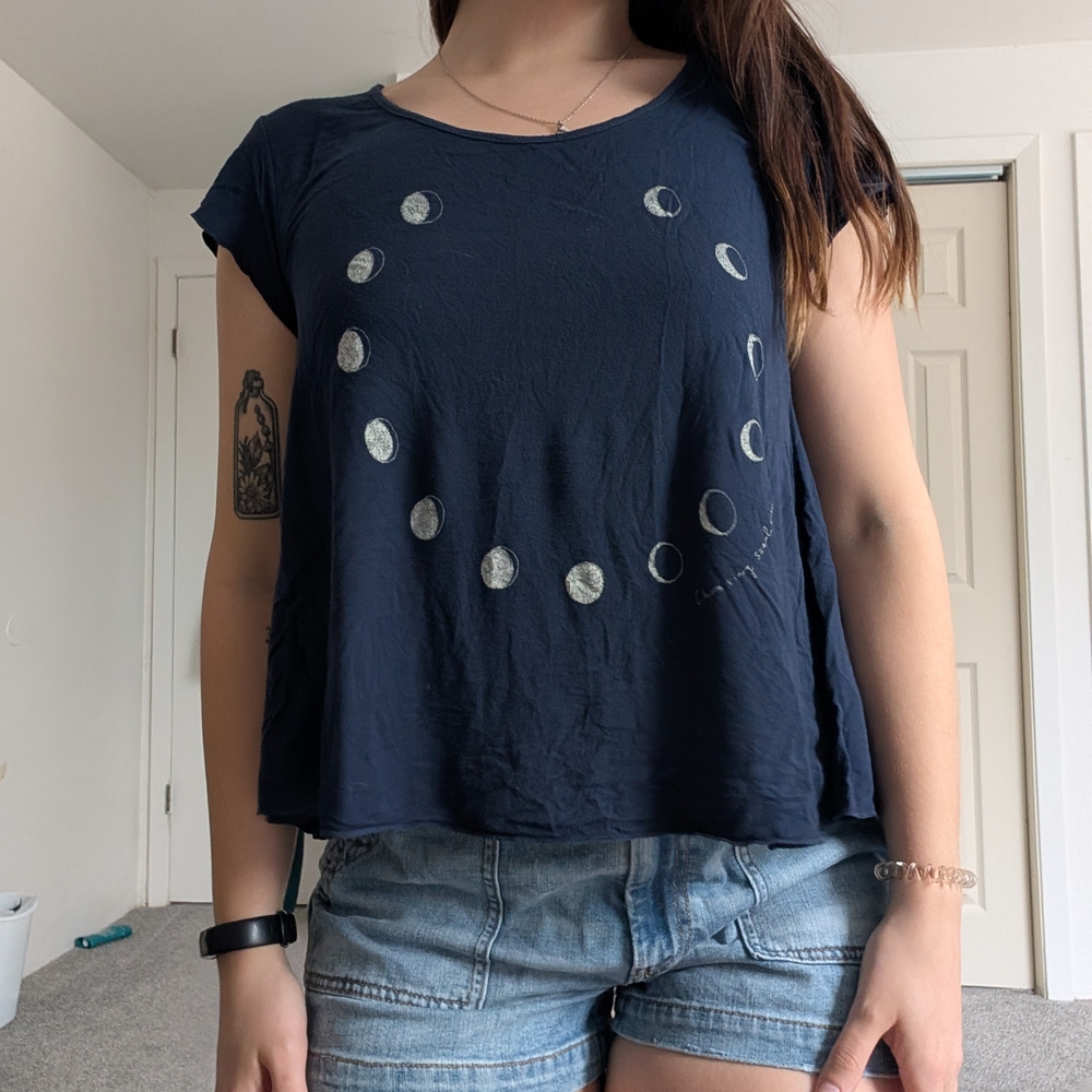 Women's Navy Moon Phase Top